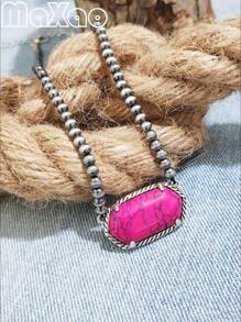 Vintage European & American Bohemian Style Turquoise Necklace For Women, Suitable For Party, Travel, Gift For Festivals & Anniversaries. Please Share Photo Review If You Like The Product.