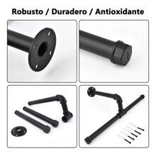 MEFENY Industrial Pipe Coat Rack Vintage Clothes Hanger Clothes Rack - Black - View 7