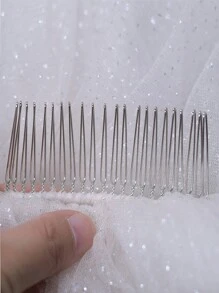 1 件 3 米长星光新娘头纱，适合婚礼仪式、婚纱摄影、登记，带梳子 - 直白色 - 查看 6