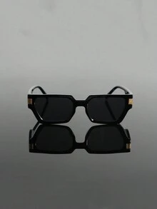 1 Pair Men's Black Plastic Frame & Metal Nail Square Fashion Glasses, Elegant Retro Minimalist Style For Street, Casual, Outdoor, Driving Use - 淺灰色 - 查看 5