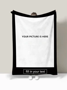 1-częściowy niestandardowy koc flanelowy ze zdjęciem i tekstem, koc świąteczny, koc prezentowy, miękki puszysty wielofunkcyjny koc na plażę na zewnątrz, kemping, salon, sofa, zwierzę, biuro