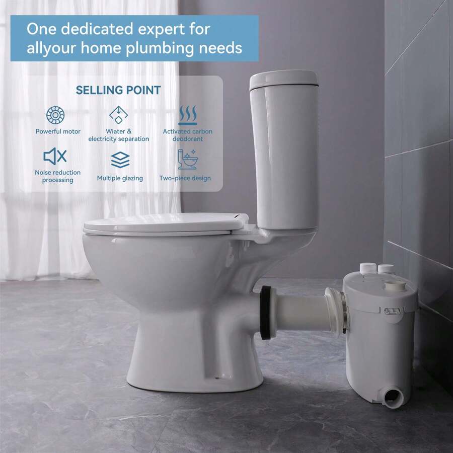 SIMPLE P Upflush Toilet For Basement, 600w Macerating Toilet System