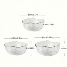3pcs/Set Golden-Edged Glass Salad Bowl, Glass Bowl Set, Suitable For Home Kitchen Restaurant, Kitchenware, Tableware Accessories School Supplies,Christmas Gift