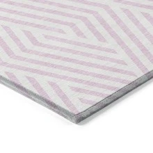 2' X 3' Pink And White Geometric Washable Non Skid Indoor Outdoor Area Rug - 彩色 - 查看 7
