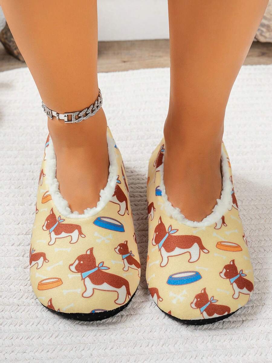 女士室内拖鞋，软底静音浴室拖鞋，图案方向随机发送 - 鵝黃色 - 查看 1