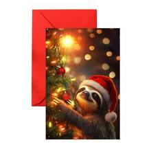 1pc/2pcs Enchanting & Fun Sloth Theme Christmas/Birthday Cards With Envelopes, Perfect Gift For Animal Lovers, Suitable For All