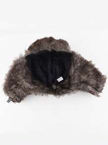 1pc Unisex Coffee Thick Thermal Lined Water-Resistant Trapper Hat With Ear Flaps, Warm Winter Ski Hat, Suitable For Outdoor Activities & Casual Wear