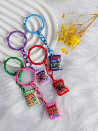 1pc Versatile Acrylic Keychain, Candy Color Keychain, Suitable For Couples, Backpack Hanging Chains Car Accessories Bag Charm Backpack For School