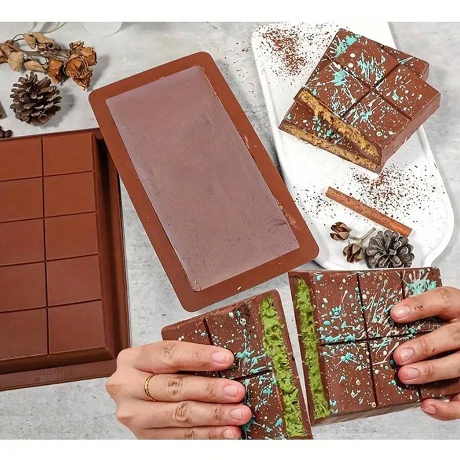 10Cavity Silicone Rectangular Chocolate Bar Mold, Suitable For Dubai