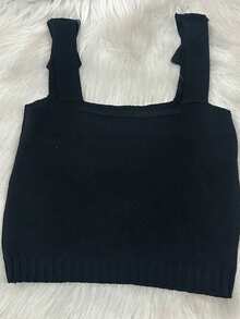 TRICOZHU TRICO-ZHU Cropped Tricot Modal / Cropped Tank Top / Trico Tank Top / / Blogger Fashion / Shipping 24hrs 2024 - màu đen - Xem 2