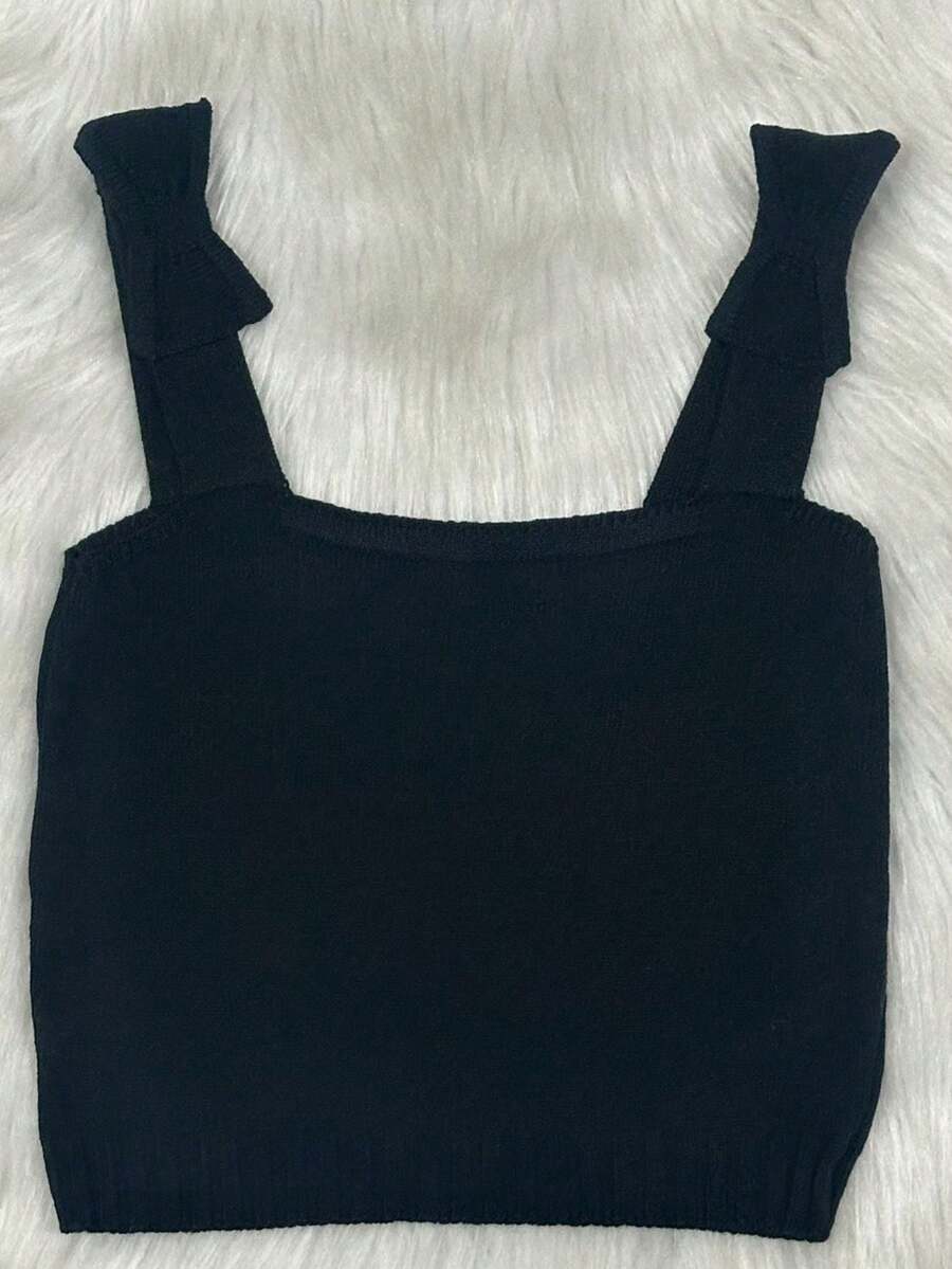 TRICOZHU TRICO-ZHU Cropped Tricot Modal / Cropped Tank Top / Trico Tank Top / / Blogger Fashion / Shipping 24hrs 2024 - màu đen - Xem 1