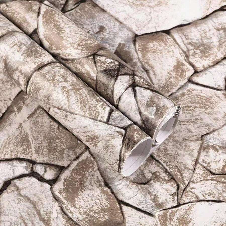 1 Roll Vintage Stone Pattern SelfAdhesive Wallpaper, Easy To Peel And