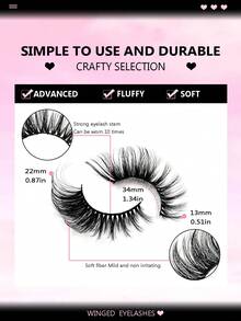 Asiteo 7 Pairs Faux Mink Eyelashes, Create Charming Cat Eye Makeup, Fluffy Synthetic Mink Lashes, Fine Fiber Material, Natural & Lengthening, Achieve Fluttering Lashes - 眼尾拉長款 - 查看 5