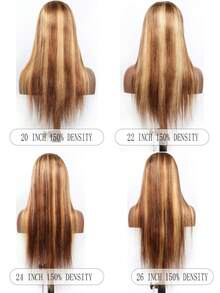 Tóc giả ren phía trước màu vàng mật ong bằng tóc thật 13x4 Tóc giả ren phía trước thẳng Tóc giả ren phía trước nhuộm ombre highlight Tóc giả ren phía trước bằng tóc thật Tóc giả không keo phía trước toàn bộ Tóc giả tóc thật đã nhổ sẵn P427 Màu 26 inch - S4/27 - Xem 7