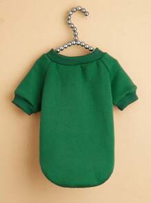 1 件宠物服装经典纯色保暖运动衫，适合吉娃娃、雪纳瑞、贵宾犬，秋冬季，多种款式 - 墨綠色 - 查看 6