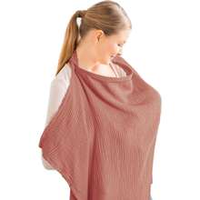 Capa de lactancia transpirable con escote en arco, delantal de lactancia suave y transpirable para madres, cubierta multiusos para el cochecito de bebé - 60*95cm - Ver 8