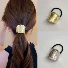 1pc Solid Color Casual Elegant Sophisticated Copper Alloy Casual Hair Scrunchie Elastic Hair Tie, Suitable For All Seasons Hair Ties Ponytail Holders Hair Elastics Hair Rubber Bands Scrunchies Hair Rope