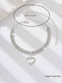 Fashionable Elegant Rhinestone Heart Charm Anklet