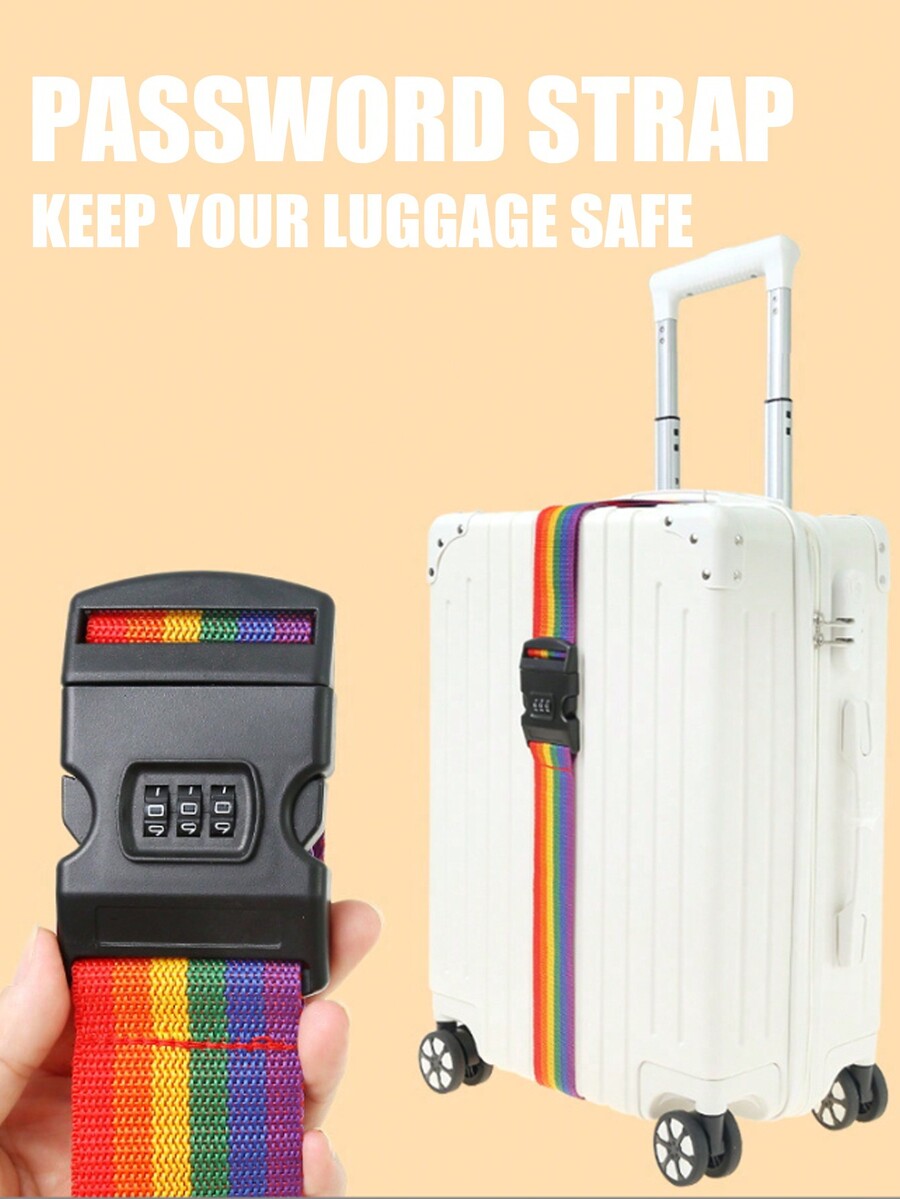 2pcs Durable Polyester Luggage Straps With Combination Lock For Anti