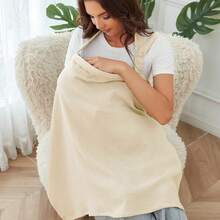 Capa de lactancia transpirable con escote en arco, delantal de lactancia suave y transpirable para madres, cubierta multiusos para el cochecito de bebé - 60*95cm - Ver 3