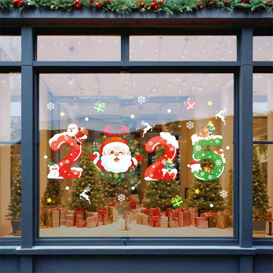 1PC,2025 Christmas Decorative Wall Stickers For Christmas And New Year