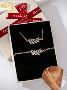2 Stücke geometrisches Kreis-Glieder-Zirkonia Armband und Halskette Set, elegantes Schmuckgeschenkset mit Box, Brautgeschenk, Liebesgeschenk, Muttertagsgeschenk, Weihnachtsgeschenkbox, Geburtstagsgeschenk