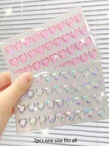 2 件粉色和白色心形水钻贴纸，卡通公主 3D 水晶宝石贴纸回到学校 - 彩色 - 查看 13