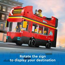 LEGO Set mit Doppeldeckersightseeing-Bus Spielzeug im Stadtrot, Geburtstagsgeschenk für 7-Jährige, Londonbus, für Kinder, Doppeldecker-Bus-Spielzeug, 5 Figuren inklusive Baby und Kinderwagen, 60407