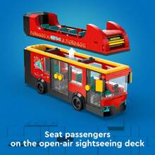 LEGO Set mit Doppeldeckersightseeing-Bus Spielzeug im Stadtrot, Geburtstagsgeschenk für 7-Jährige, Londonbus, für Kinder, Doppeldecker-Bus-Spielzeug, 5 Figuren inklusive Baby und Kinderwagen, 60407