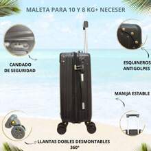 Kit Maleta Para 10 Y 8 Kg + Neceser Sin Documentar Ligera - Negro - Ver 6