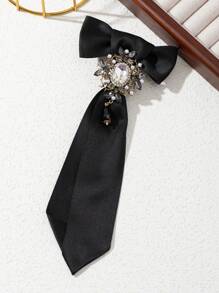 1 pieza Elegante broche de mujer con cinta de satén, piedras de rhinestone y escudo estilo palacio, joya de lujo adecuada para uso diario, regalo para boda/fiesta