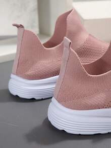 2024 新款女士帆布一脚蹬运动鞋，透气防滑时尚休闲软底鞋，适合春秋季 - 粉色 - 查看 2
