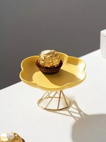 1pc Metal & Ceramic Combination Pedestal Fruit Bowl/Tray, Multi-Color, Minimalist Modern Style, Home Dessert Plate, Suitable For Halloween, Christmas, Wedding, Party, Afternoon Tea - Multicolor - View 17