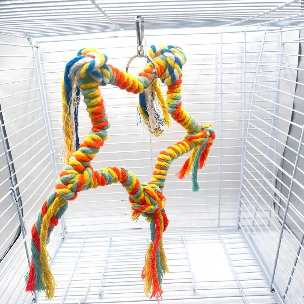 Christmas Pentagon Rope Swing Colorful Bird Toy Parrot Perch Climbing