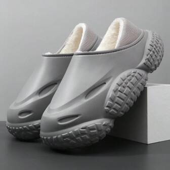 2023-2024 Men Winter Indoor Home Waterproof Closed Toe Slip-On Slippers, Couple Winter Shoes For Northeast Snow