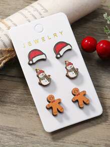 3 Cặp Hoa Tai Thời Trang Nữ Giáng Sinh Hoạt Hình Người Bánh Gừng Người Tuyết Mũ Ông Già Noel Đỏ Hoa Tai Nai Sừng Tấm In Màu Gỗ Cây Thông Noel Nhỏ Găng Tay Đỏ Nạng Đôi Râu Trắng Hoa Tai Ông Già Noel Quà Tặng Trang Sức Giáng Sinh Halloween Tiệc Giáng Sinh Cho Bạn Gái - Nhiều màu - Xem 11