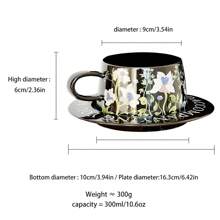 1 套复古油画铃兰咖啡杯和碟子 - 手绘拿铁杯套装 - 原创陶瓷饮具 - 送给咖啡爱好者的独特礼物 - 优雅而艺术的家居装饰 - 非常适合特殊场合和日常使用 - 彩色 - 查看 6