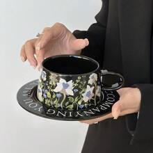 1 套复古油画铃兰咖啡杯和碟子 - 手绘拿铁杯套装 - 原创陶瓷饮具 - 送给咖啡爱好者的独特礼物 - 优雅而艺术的家居装饰 - 非常适合特殊场合和日常使用 - 彩色 - 查看 11