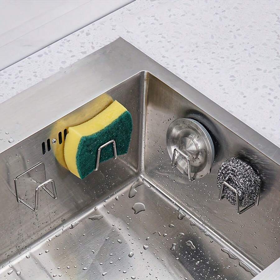 Stainless Steel Sponge Drain Holder, Stripped And Glued, Sink Sponge