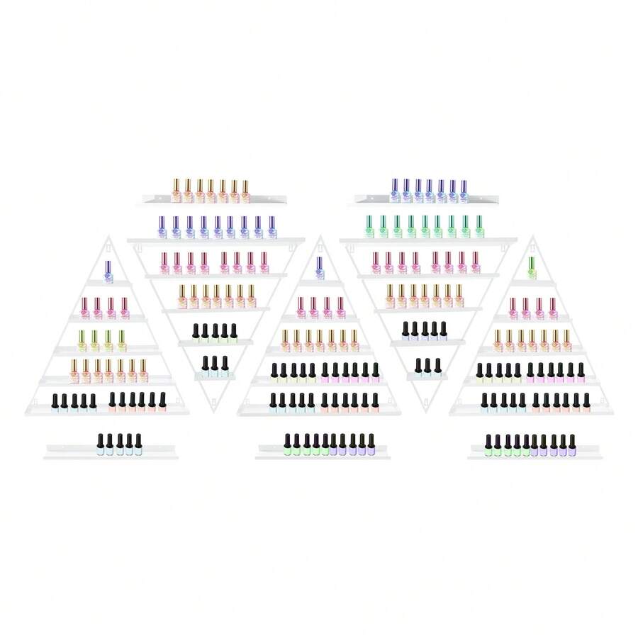 10PCS Triangular Nail Polish Racks, Wall-Mounted Nail Polish Racks, 5-Tier Display Racks For Cosmetics - White - View 1