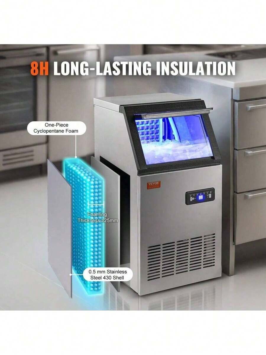 VEVOR Commercial Ice Maker Undercounter Ice Cube Machine Freestanding