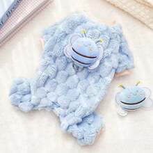 1pc New Autumn And Winter Warm And Thick Teddy Four Legged Clothes With Plush Bees That Can Pull Dogs And Cats' Clothes - Multicolor - View 29