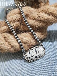 Vintage European & American Bohemian Style Turquoise Necklace For Women, Suitable For Party, Travel, Gift For Festivals & Anniversaries. Please Share Photo Review If You Like The Product.