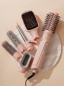CRASTS Sèche-cheveux professionnel rose 6 en 1 pour coiffure, séchage rapide peu bruyant, avec 6 accessoires pour boucler et lisser les cheveux, 3 réglages de vent pour un usage domestique et en salon, cadeau de soins capillaires