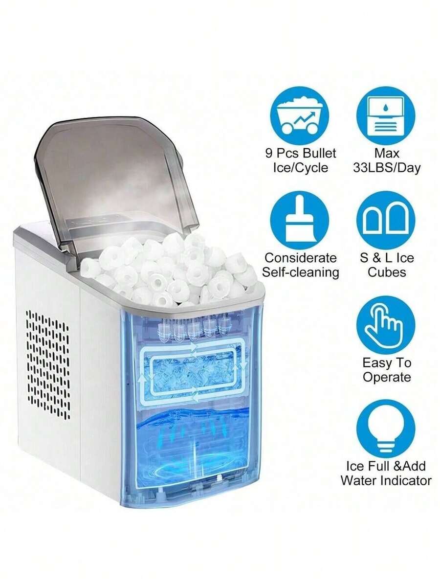 Mini Ice Maker Machine Electric Countertop SelfCleaning Car Ice Making