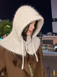 1 件女式纯色拉法帽，保暖防风厚针织帽，可爱休闲优雅复古街头风格时尚百搭便帽，适合秋冬户外、散步、滑雪、骑行、旅行、派对、日常使用 - MM2331 - 查看 6