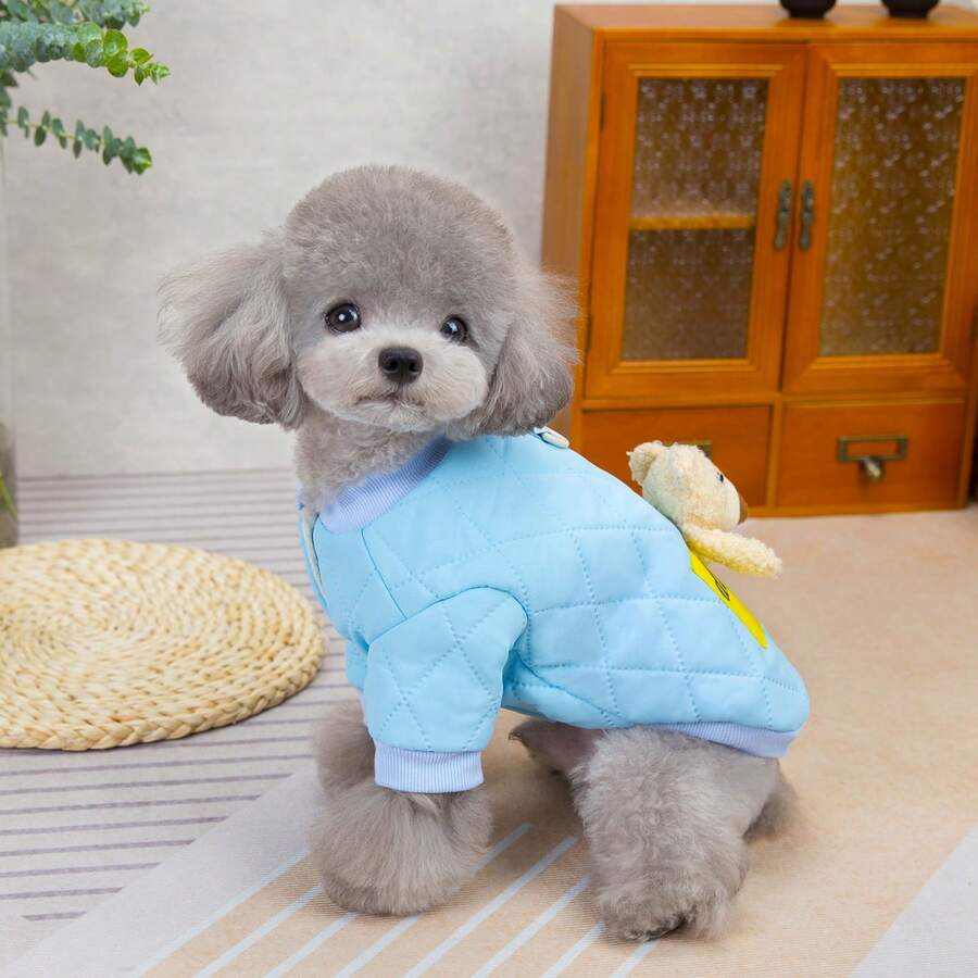 1pc Padded Fleece Pet Jacket, Warm And Thick For Outdoor Activities