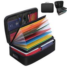 Dokumententasche, 36.14 ∗ 27.4 ∗ 10,4 cm, mit Sicherheitsschloss, Aktentasche, Feuerfeste, Wasserdichte, 7 Fächer, großer Stauraum, zum Aufbewahren und Organisieren wichtiger Dokumente