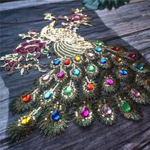 1 件优雅亮片和水钻孔雀补丁用于服装装饰 - 彩色 - 查看 6