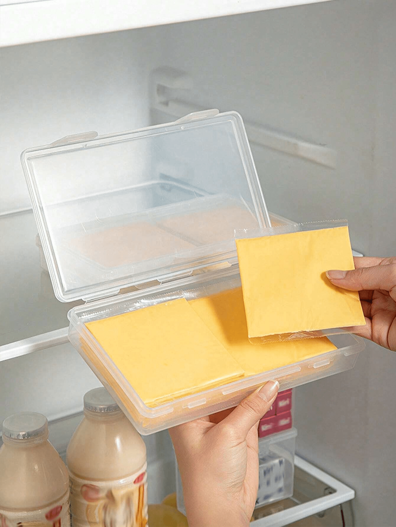 1pc Clear Cheese Storage Box 1pc Clear Cheese Storage Box, Transparent